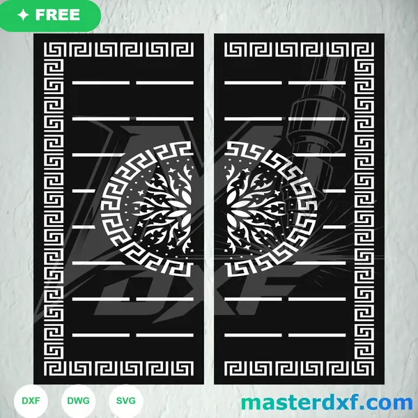 Free Greek Key Tree Medallion DXF Panel for CNC Screens DXF File